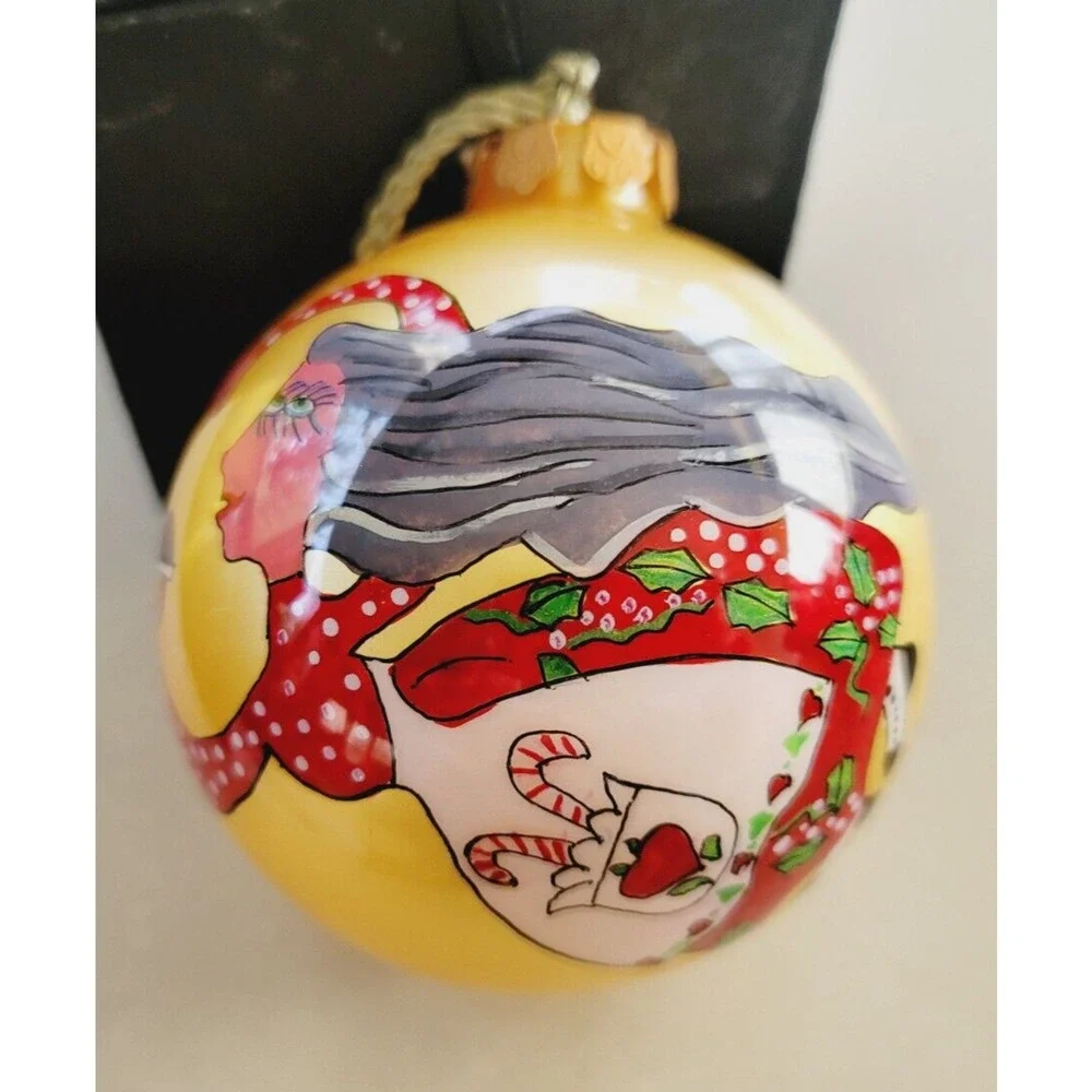 Fanciful Flights 2000 Karen Rossi Silvestri Glass Ball Ornament w/Box Cookie